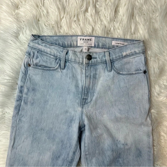 FRAME Le High Straight Leg Jeans Tie Dye Cloud Denim Casual Women’s 25 - Picture 5 of 10